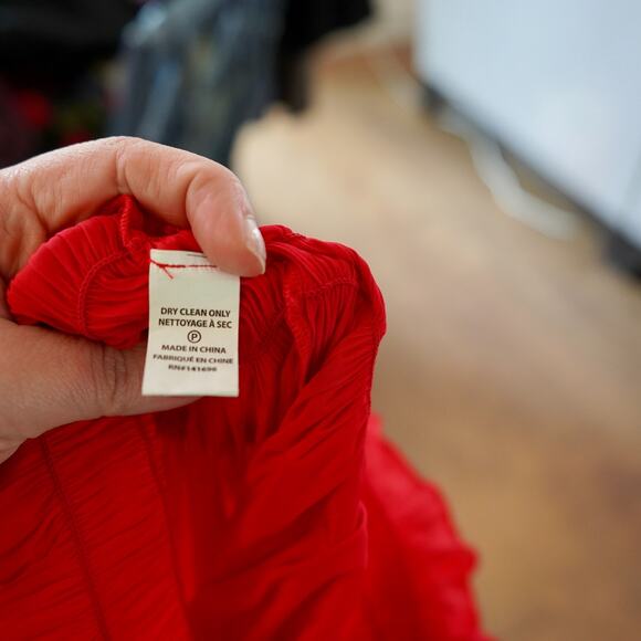 NWT Ramy Brook Womens Size L Top Janey One Shouler Ruffle Hem Bright Red - Picture 9 of 11